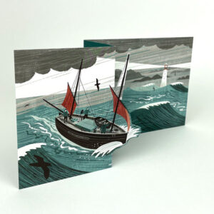 Lugger in a Storm Die-Cut Card
